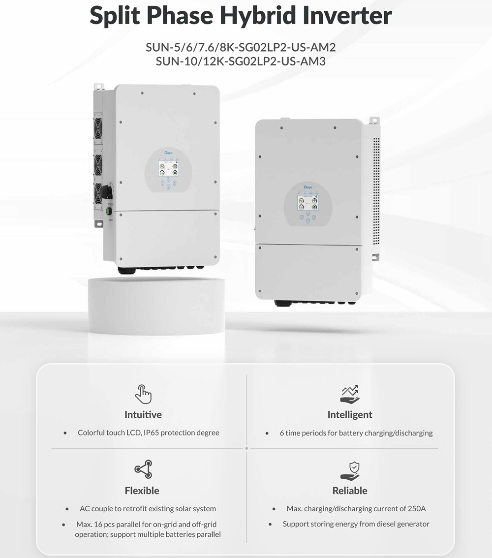 5KW 6KW 8KW 10KW 12KW Deye Hybrid Inverter Single phase for North America
