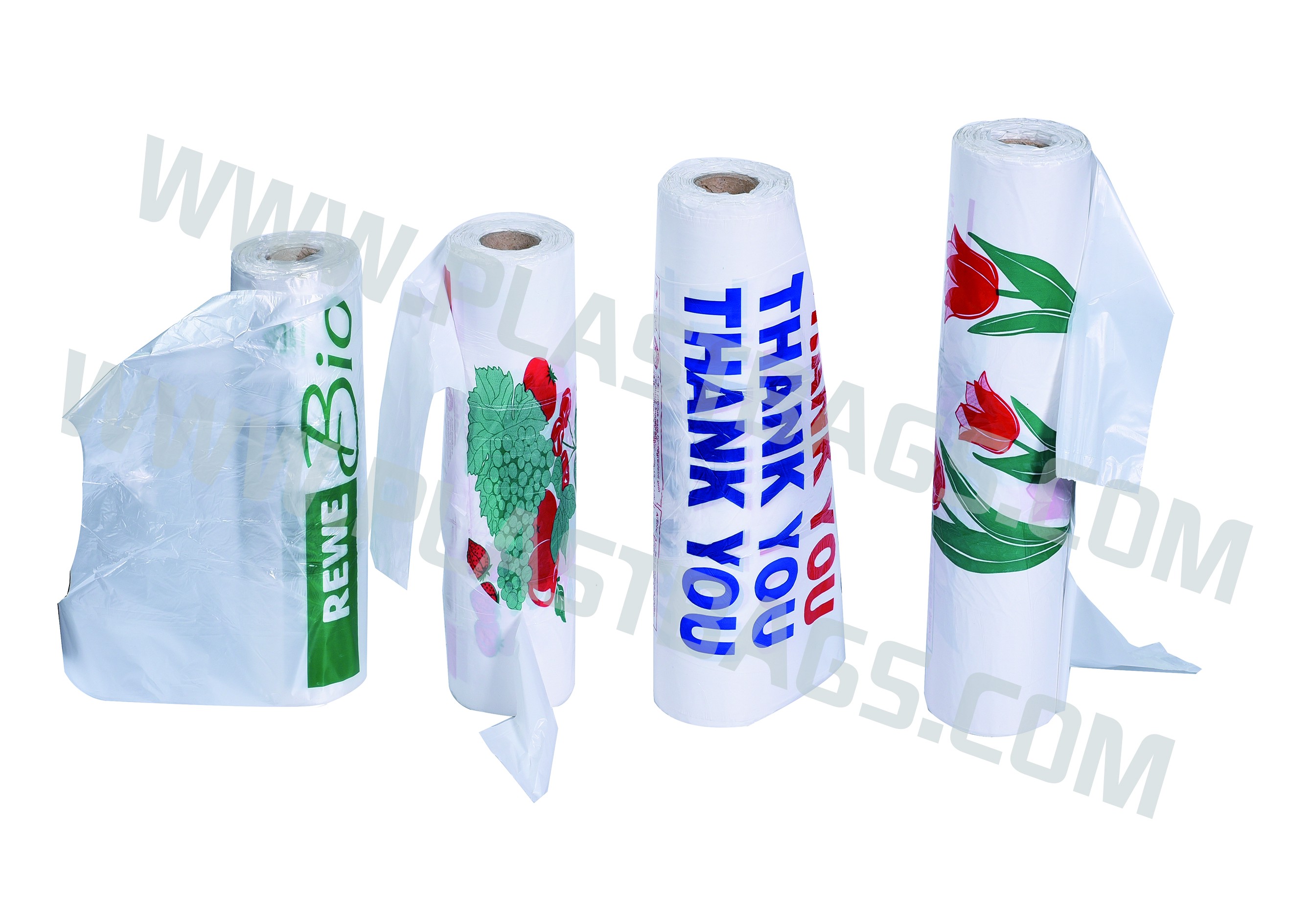 Printed T-shirt bags on roll