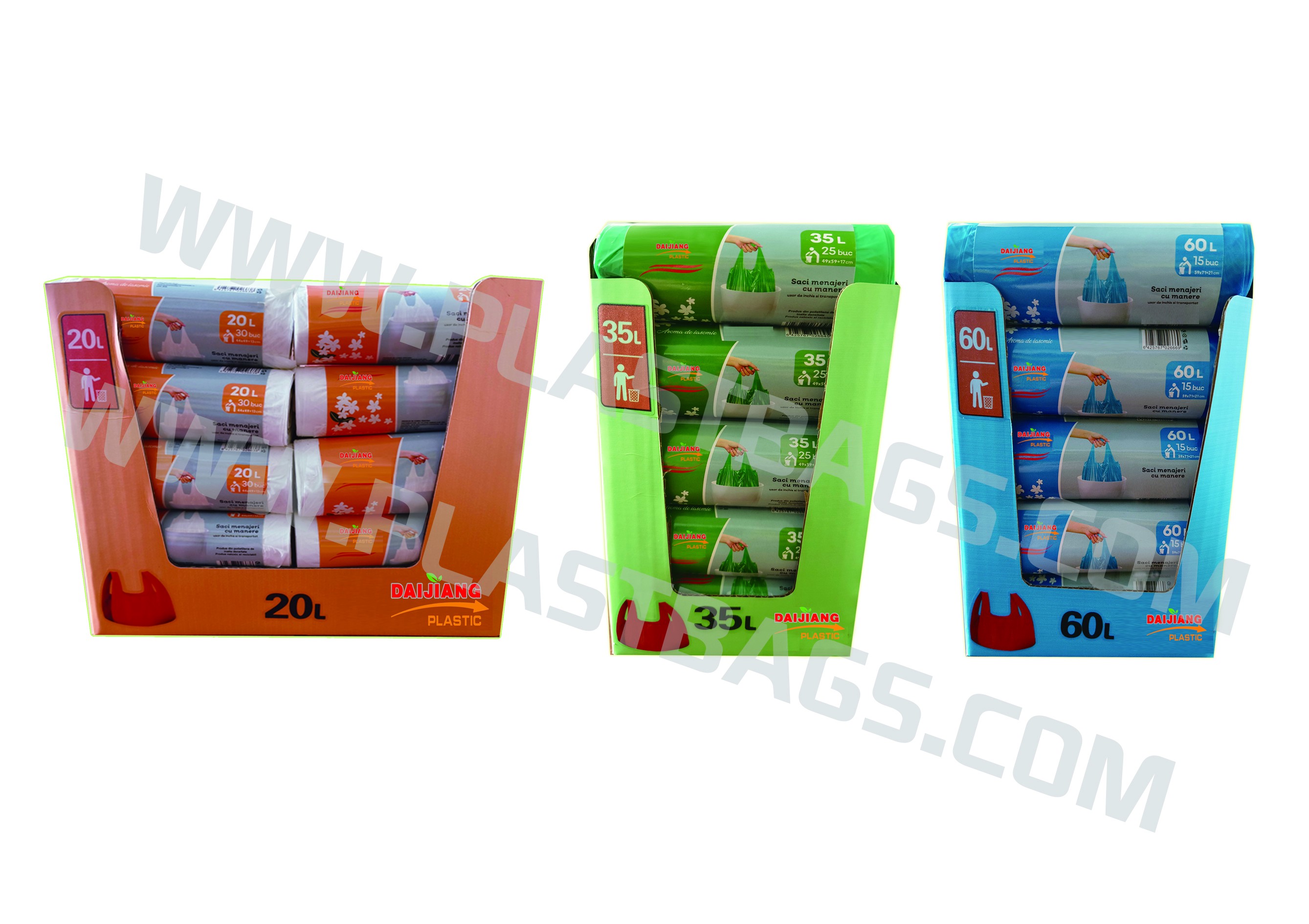 Tie Handle(T-shirt) Garbage bags on rolls