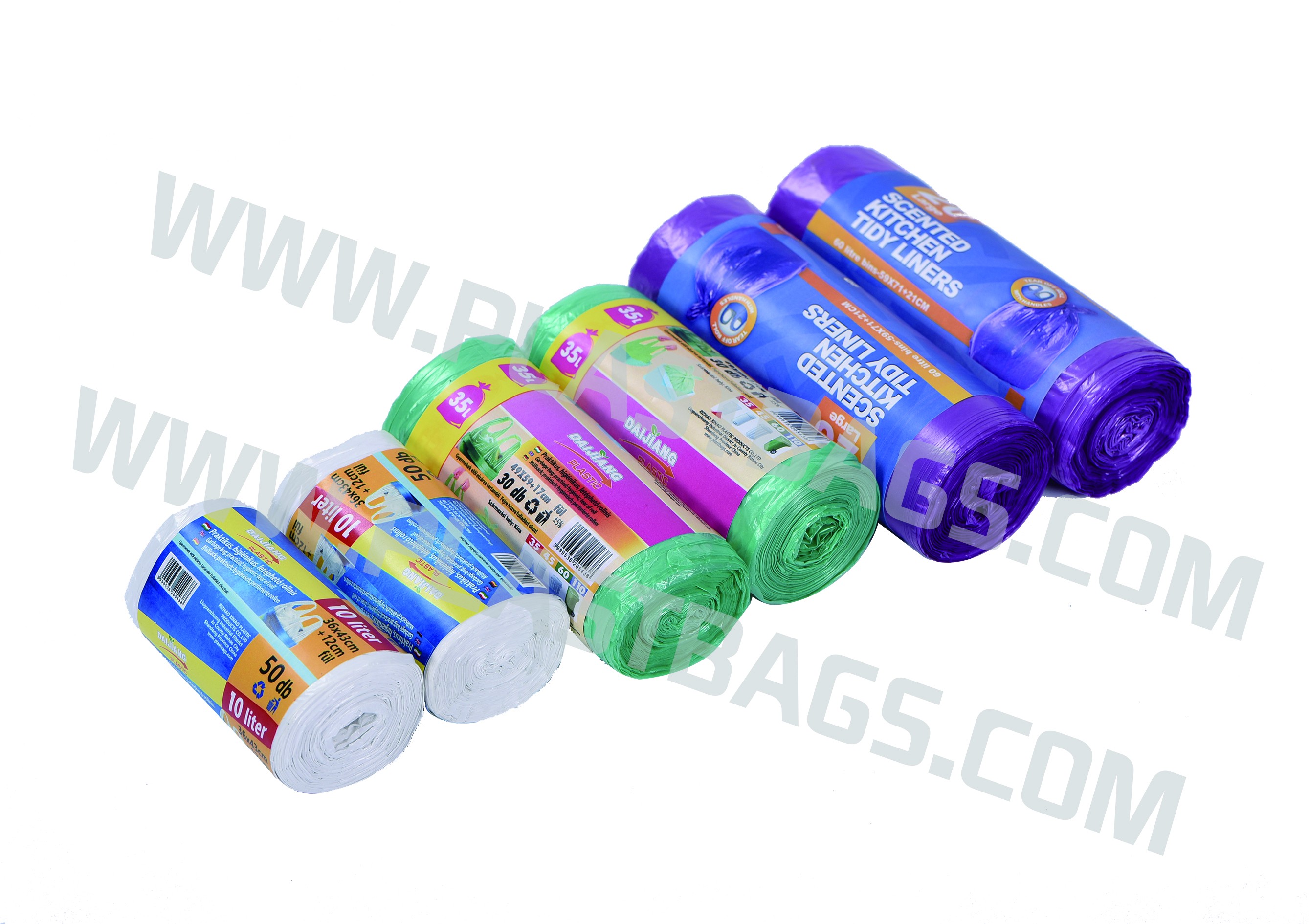 Tie Handle(T-shirt) Garbage bags on rolls