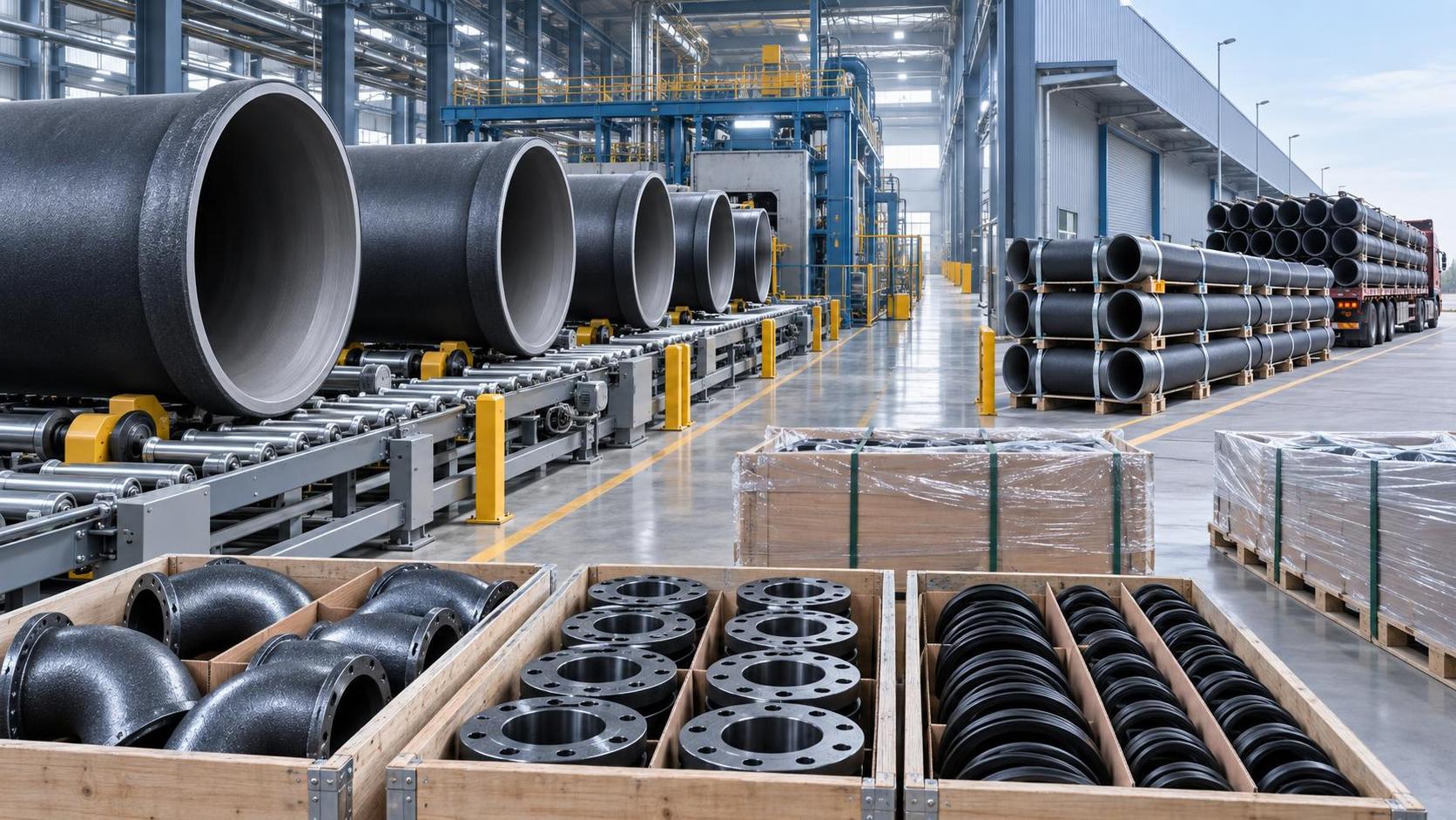Quais riscos de prazo de entrega um fornecedor de tubos de ferro dúctil deve divulgar?