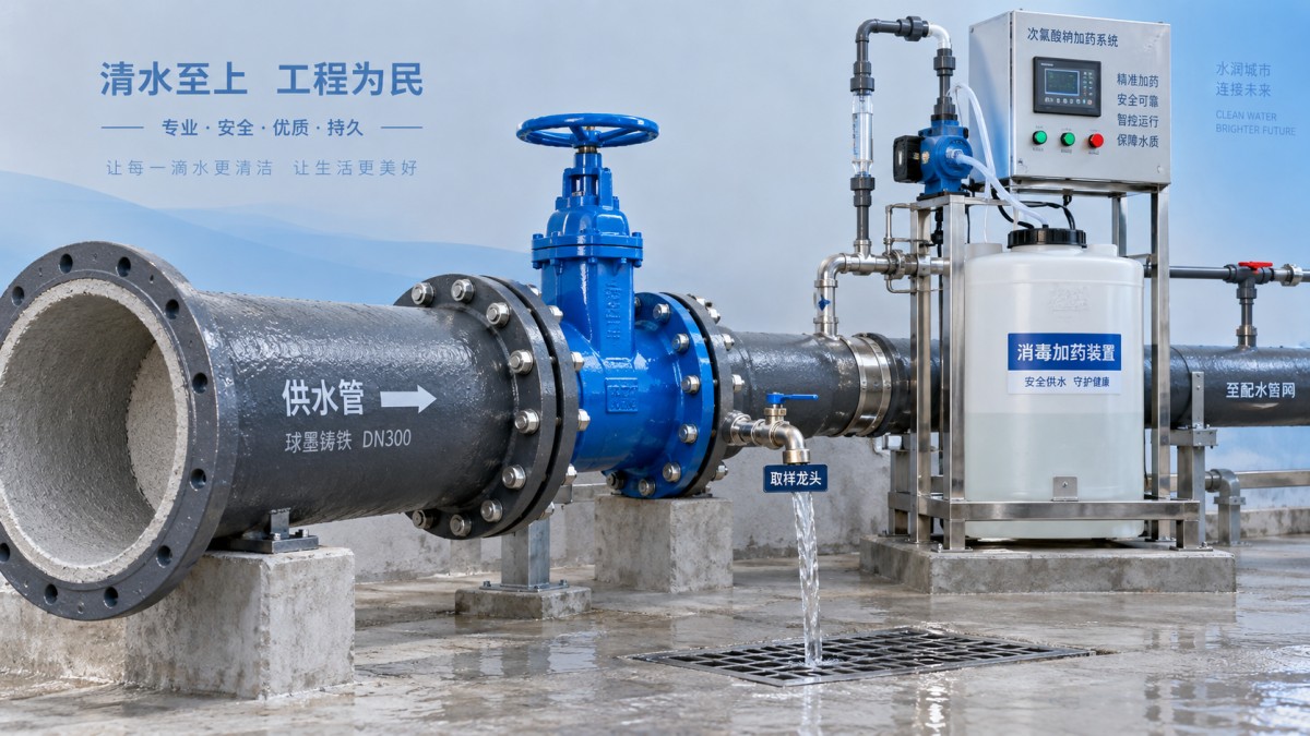 How to disinfect ductile iron pipe before putting it into water service Hoe desinfecteert u een nodulair gietijzeren buis voordat deze in gebruik wordt genomen voor de watervoorziening