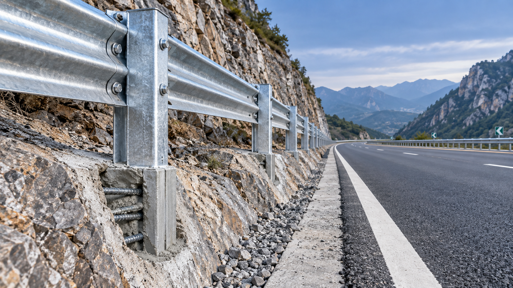A defensa com poste Z pode ser instalada de forma eficaz em terreno rochoso
