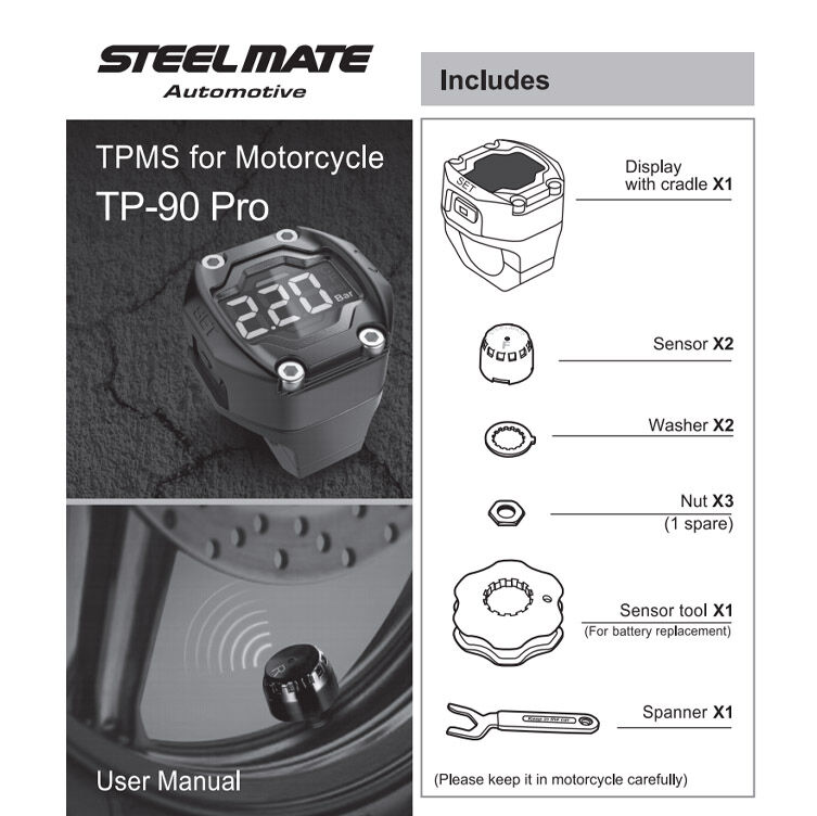 Sensor externo TPMS-TP-90PRO-BSE152 para motocicleta