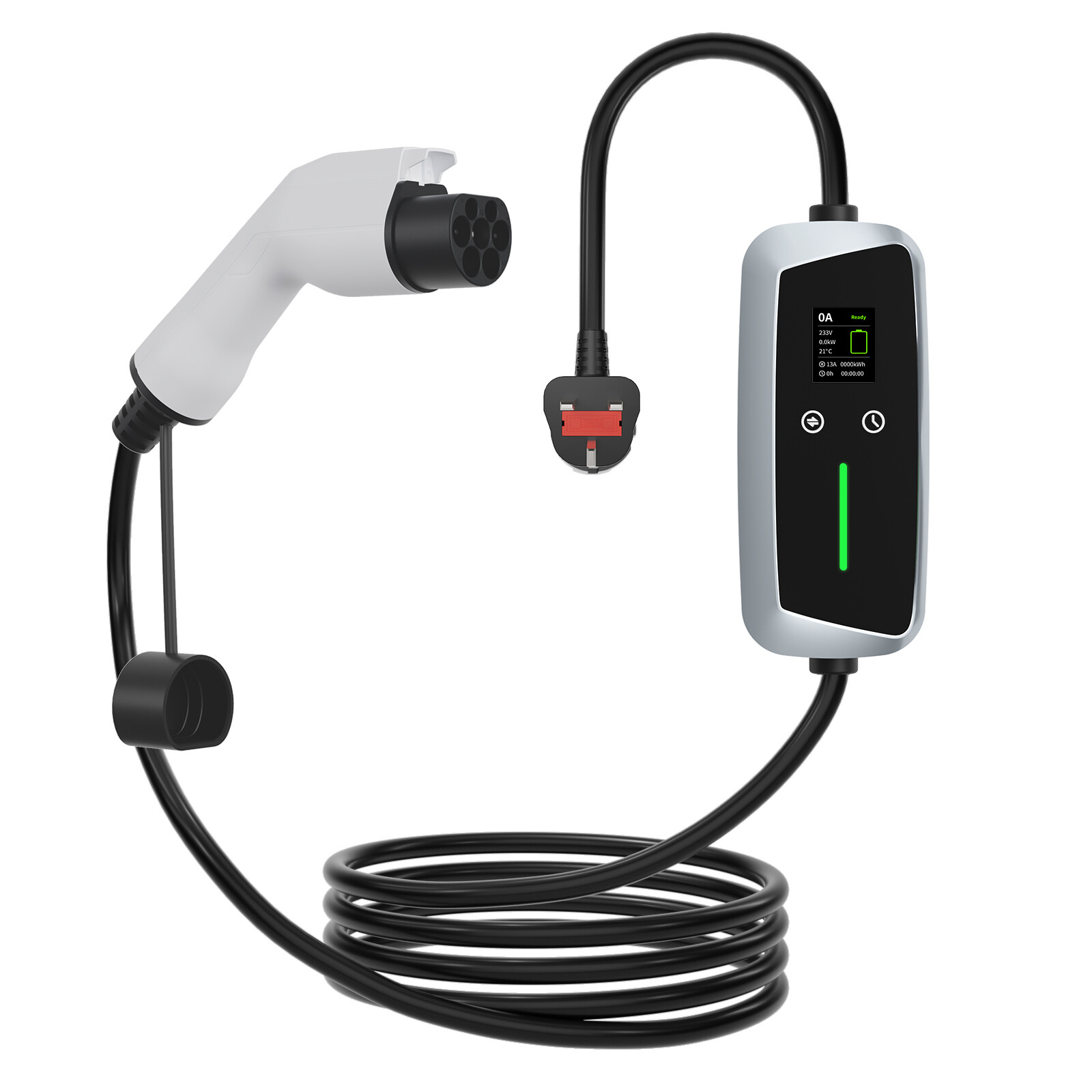 شاحن EV محمول GBT بقدرة 7.4kw مع شاشة LCD