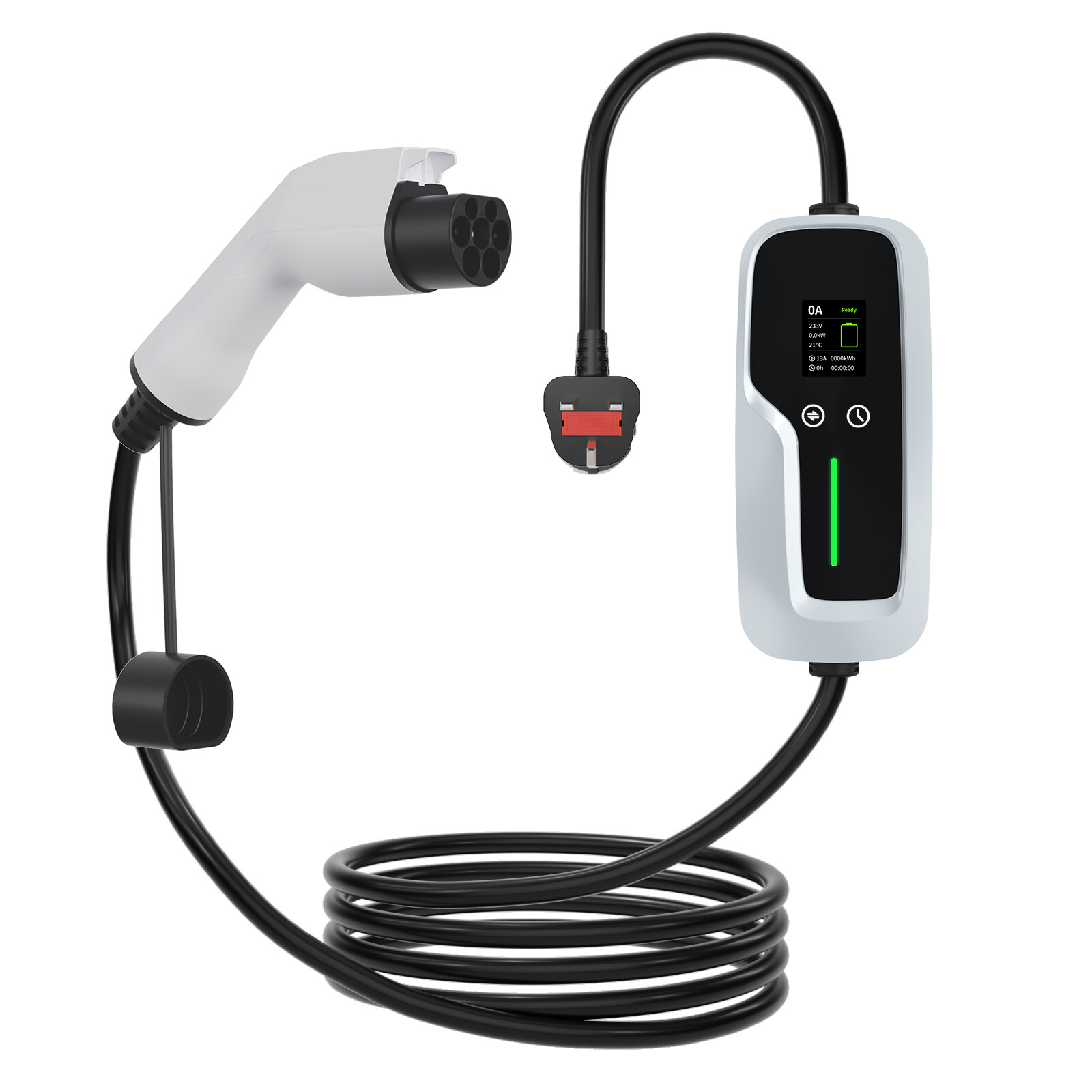 شاحن EV محمول GBT بقدرة 7.4kw مع شاشة LCD