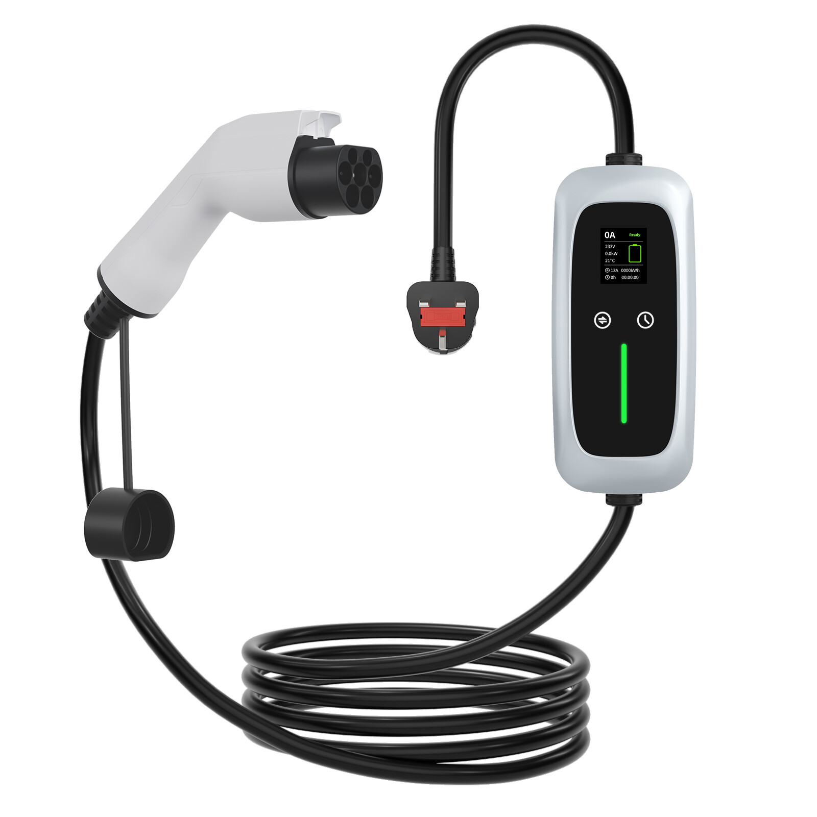 شاحن EV محمول GBT بقدرة 7.4kw مع شاشة LCD