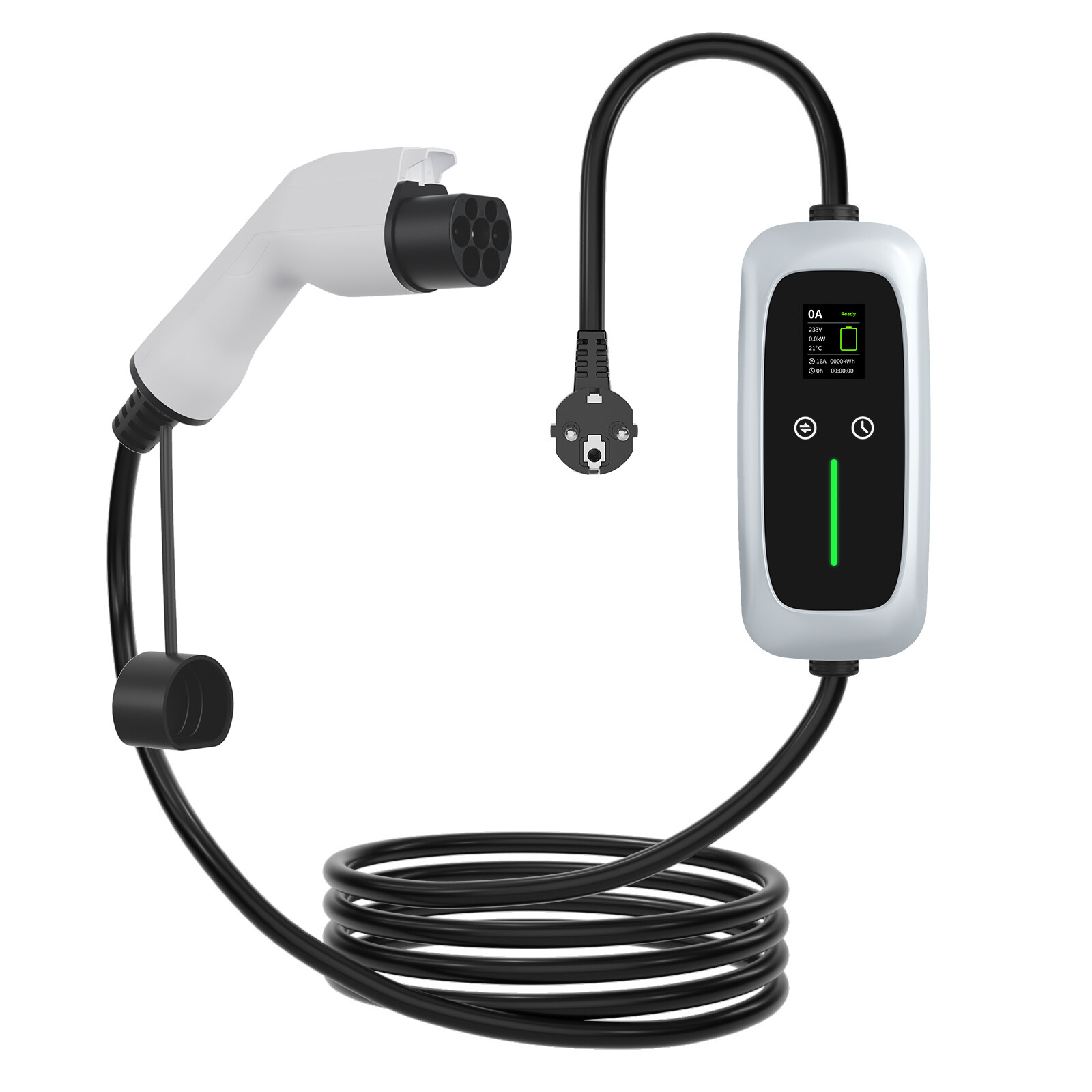 شاحن EV محمول GBT بقدرة 7.4kw مع شاشة LCD