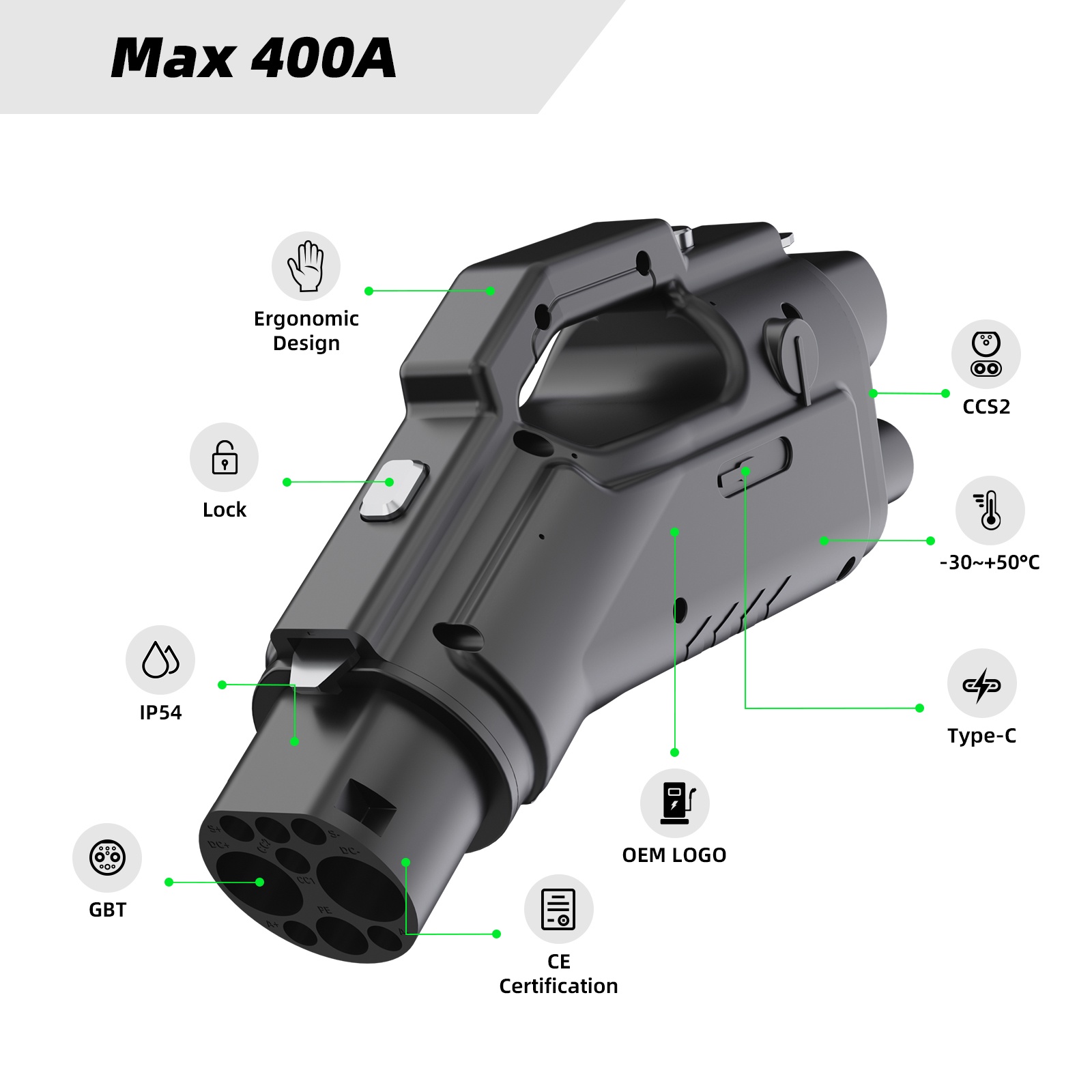 محول 400A CCS2 إلى GB/T DC للمركبات الكهربائية محول 400A CCS2 إلى GB/T DC للمركبات الكهربائية